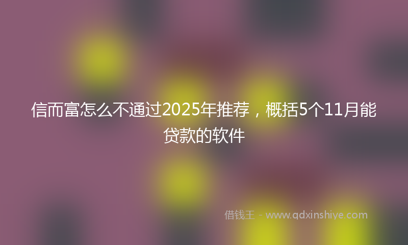 信而富怎么不通过2025年推荐，概括5个11月能贷款的软件