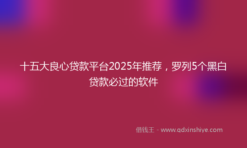 十五大良心贷款平台2025年推荐，罗列5个黑白贷款必过的软件