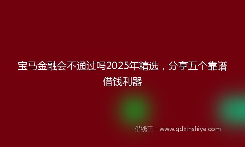 宝马金融会不通过吗2025年精选，分享五个靠谱借钱利器
