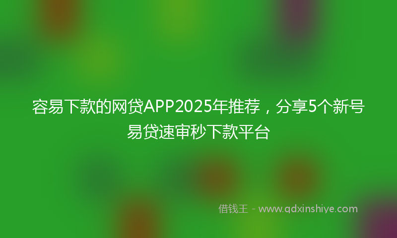 容易下款的网贷APP2025年推荐，分享5个新号易贷速审秒下款平台