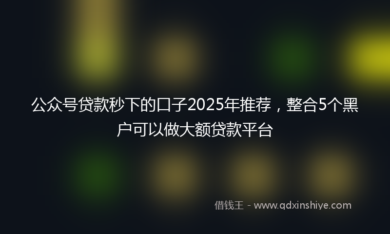 公众号贷款秒下的口子2025年推荐，整合5个黑户可以做大额贷款平台