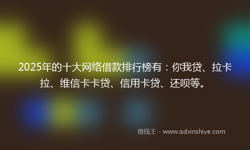 2025年的十大网络借款排行榜有：你我贷、拉卡拉、维信卡卡贷、信用卡贷、还呗等。
