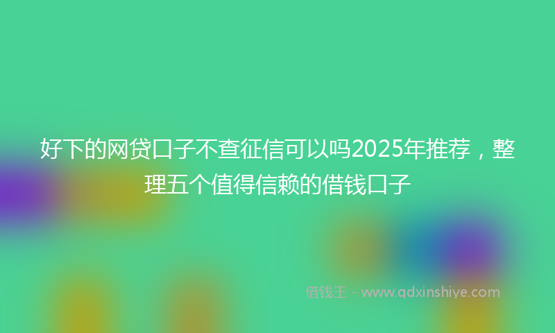 好下的网贷口子不查征信可以吗2025年推荐，整理五个值得信赖的借钱口子