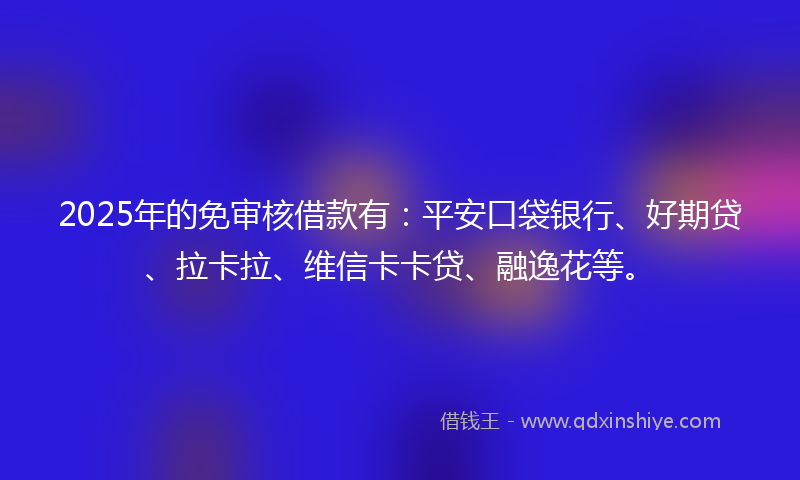 2025年的免审核借款有：平安口袋银行、好期贷、拉卡拉、维信卡卡贷、融逸花等。