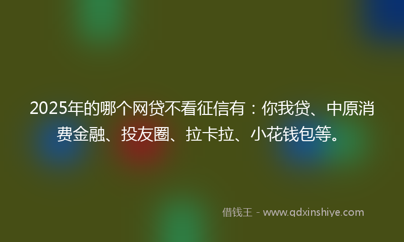 2025年的哪个网贷不看征信有：你我贷、中原消费金融、投友圈、拉卡拉、小花钱包等。