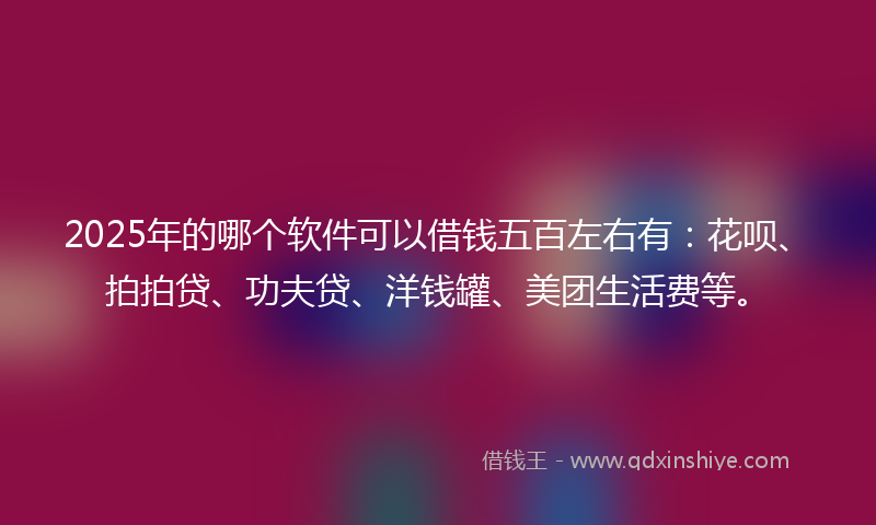 2025年的哪个软件可以借钱五百左右有：花呗、拍拍贷、功夫贷、洋钱罐、美团生活费等。