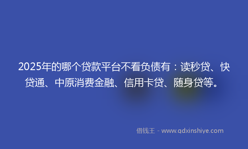 2025年的哪个贷款平台不看负债有：读秒贷、快贷通、中原消费金融、信用卡贷、随身贷等。