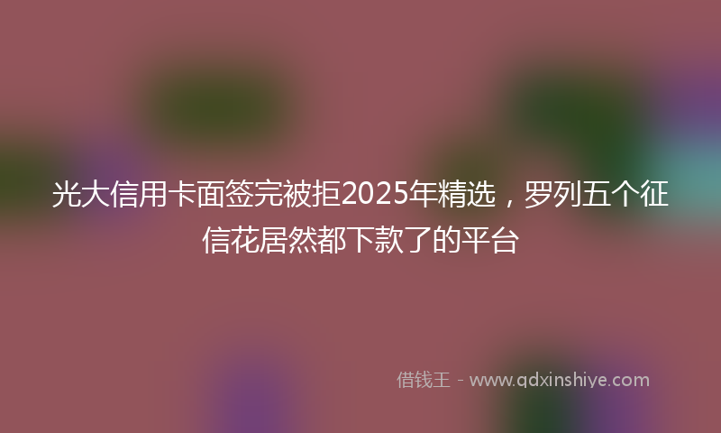 光大信用卡面签完被拒2025年精选，罗列五个征信花居然都下款了的平台