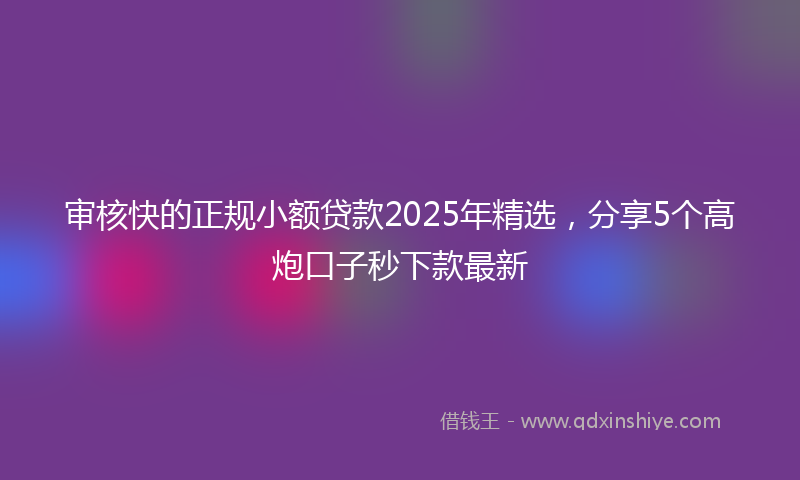 审核快的正规小额贷款2025年精选，分享5个高炮口子秒下款最新