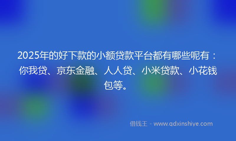 2025年的好下款的小额贷款平台都有哪些呢有：你我贷、京东金融、人人贷、小米贷款、小花钱包等。