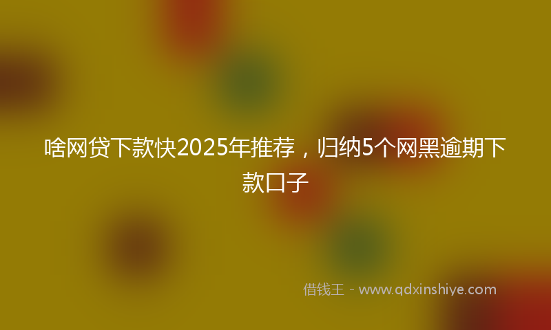 啥网贷下款快2025年推荐，归纳5个网黑逾期下款口子