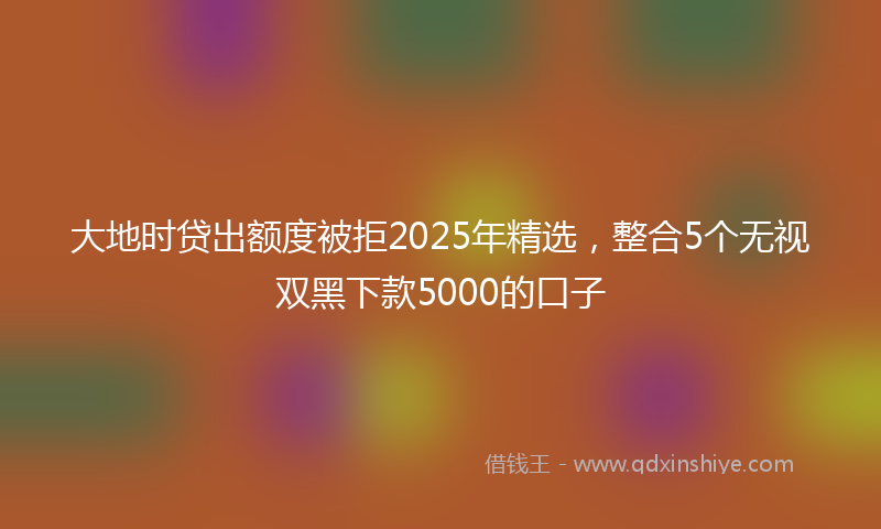 大地时贷出额度被拒2025年精选，整合5个无视双黑下款5000的口子