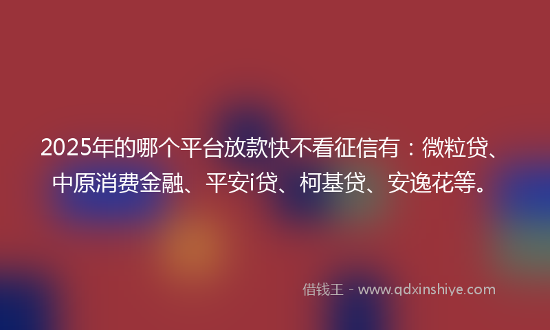 2025年的哪个平台放款快不看征信有：微粒贷、中原消费金融、平安i贷、柯基贷、安逸花等。