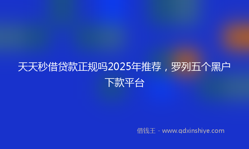 天天秒借贷款正规吗2025年推荐，罗列五个黑户下款平台