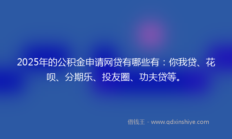 2025年的公积金申请网贷有哪些有：你我贷、花呗、分期乐、投友圈、功夫贷等。