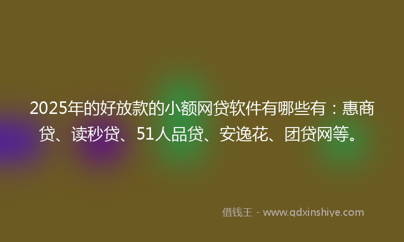 2025年的好放款的小额网贷软件有哪些有：惠商贷、读秒贷、51人品贷、安逸花、团贷网等。