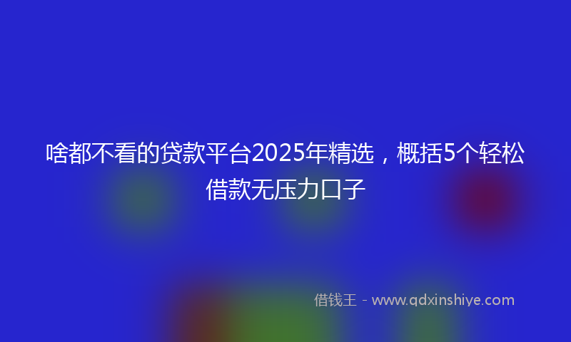 啥都不看的贷款平台2025年精选，概括5个轻松借款无压力口子