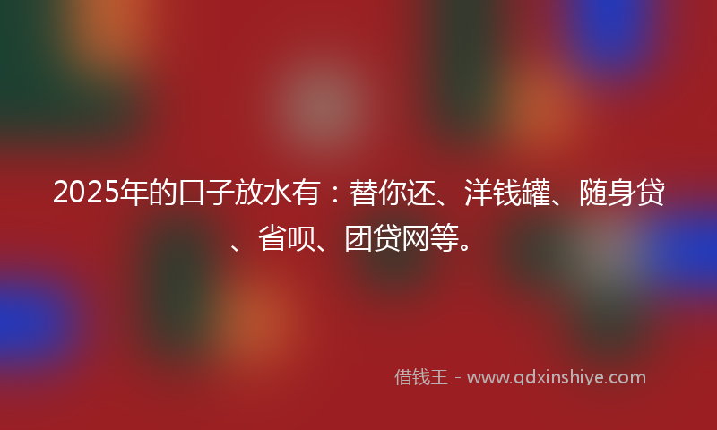 2025年的口子放水有：替你还、洋钱罐、随身贷、省呗、团贷网等。