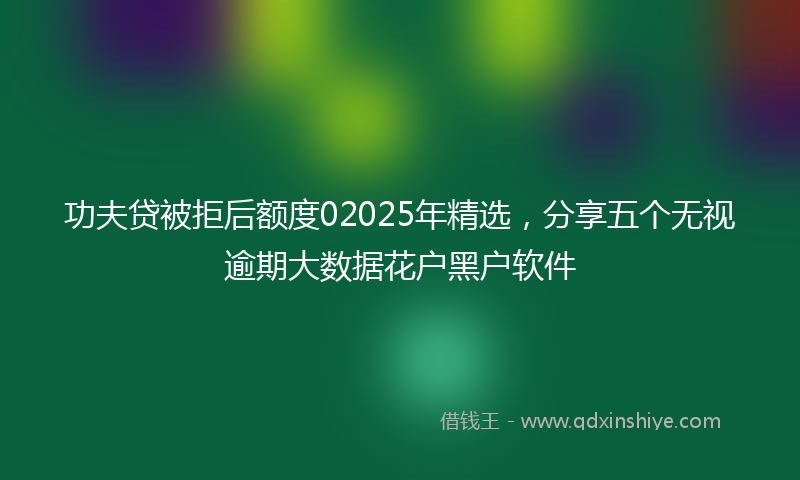 功夫贷被拒后额度02025年精选，分享五个无视逾期大数据花户黑户软件