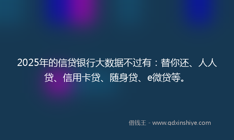 2025年的信贷银行大数据不过有：替你还、人人贷、信用卡贷、随身贷、e微贷等。