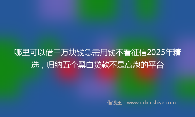 哪里可以借三万块钱急需用钱不看征信2025年精选，归纳五个黑白贷款不是高炮的平台