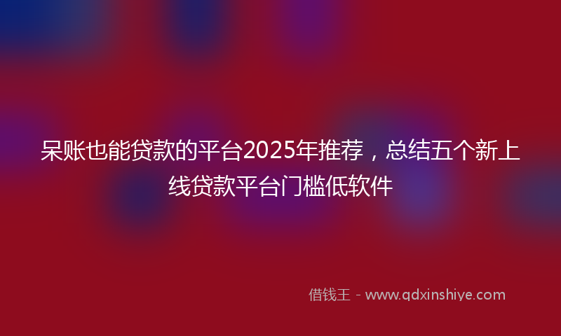 呆账也能贷款的平台2025年推荐，总结五个新上线贷款平台门槛低软件