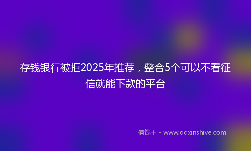 存钱银行被拒2025年推荐，整合5个可以不看征信就能下款的平台