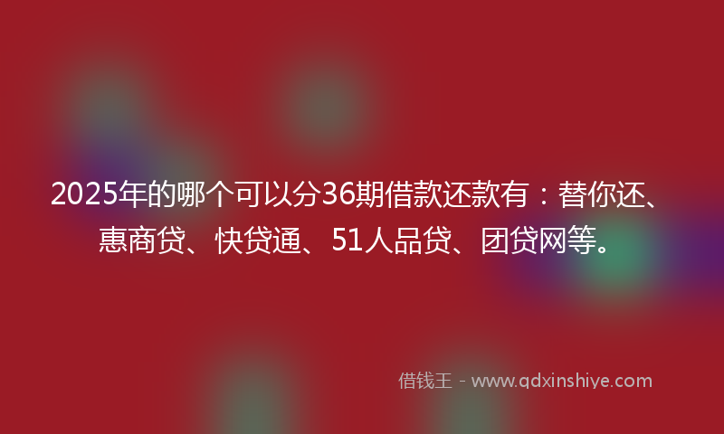 2025年的哪个可以分36期借款还款有：替你还、惠商贷、快贷通、51人品贷、团贷网等。