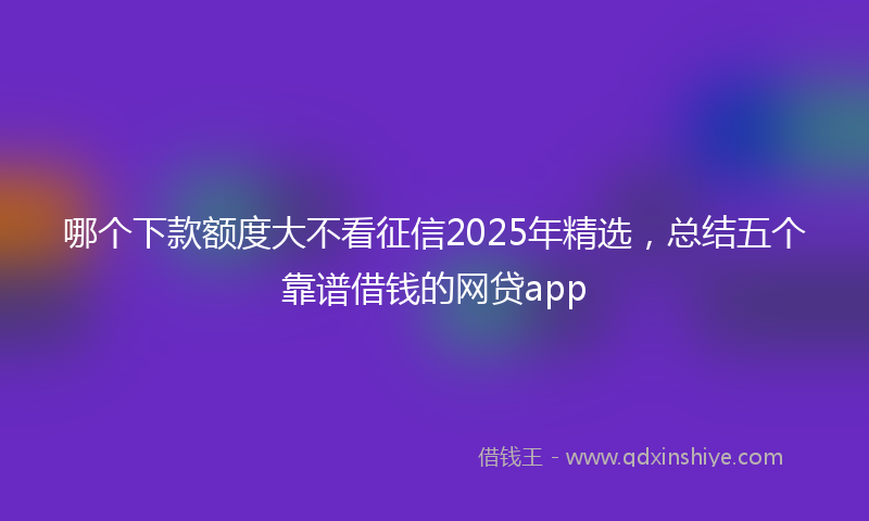哪个下款额度大不看征信2025年精选，总结五个靠谱借钱的网贷app