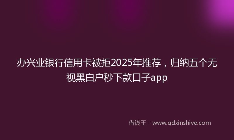 办兴业银行信用卡被拒2025年推荐，归纳五个无视黑白户秒下款口子app