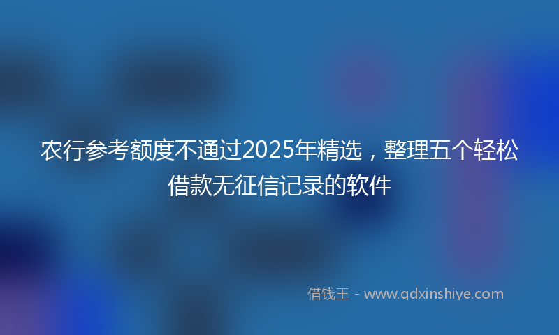 农行参考额度不通过2025年精选，整理五个轻松借款无征信记录的软件