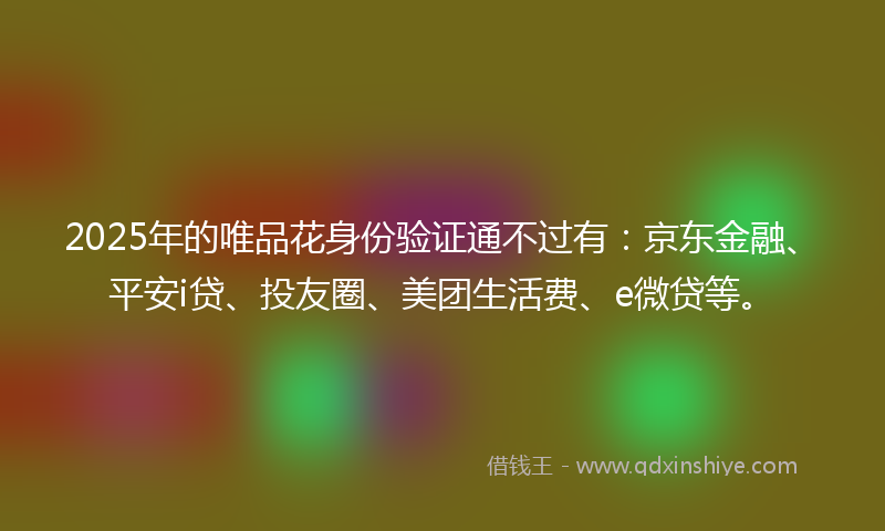 2025年的唯品花身份验证通不过有：京东金融、平安i贷、投友圈、美团生活费、e微贷等。