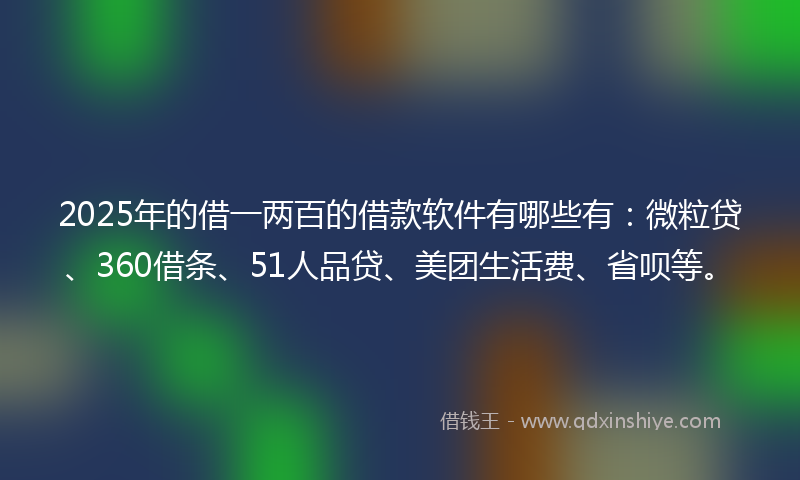 2025年的借一两百的借款软件有哪些有：微粒贷、360借条、51人品贷、美团生活费、省呗等。