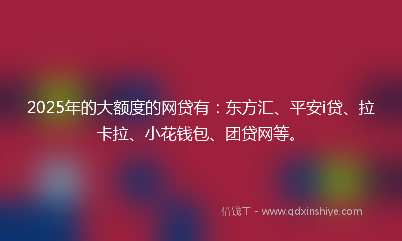 2025年的大额度的网贷有：东方汇、平安i贷、拉卡拉、小花钱包、团贷网等。