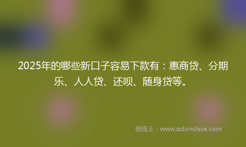 2025年的哪些新口子容易下款有：惠商贷、分期乐、人人贷、还呗、随身贷等。