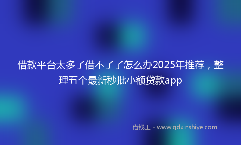 借款平台太多了借不了了怎么办2025年推荐，整理五个最新秒批小额贷款app
