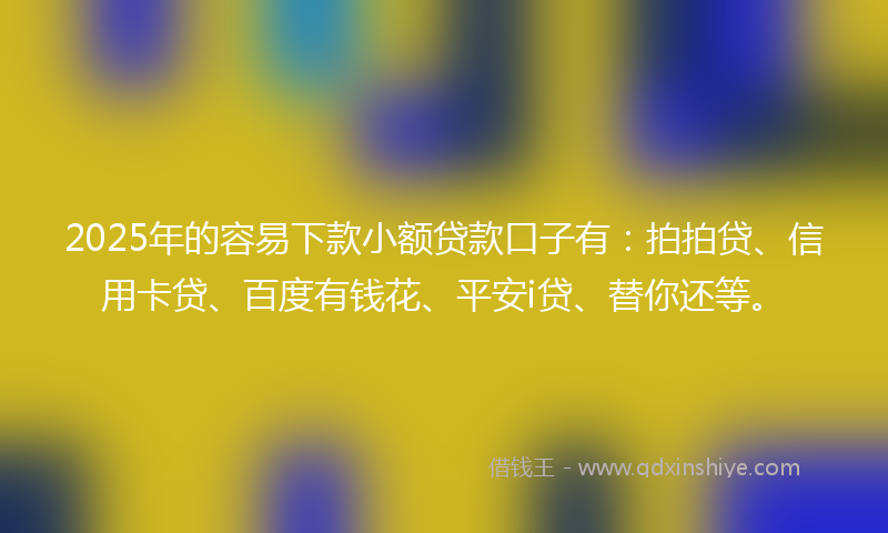 2025年的容易下款小额贷款口子有：拍拍贷、信用卡贷、百度有钱花、平安i贷、替你还等。