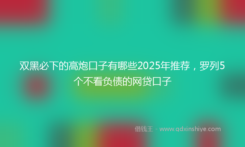 双黑必下的高炮口子有哪些2025年推荐，罗列5个不看负债的网贷口子