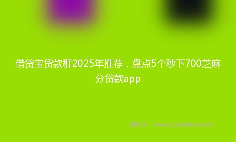 借贷宝贷款群2025年推荐，盘点5个秒下700芝麻分贷款app