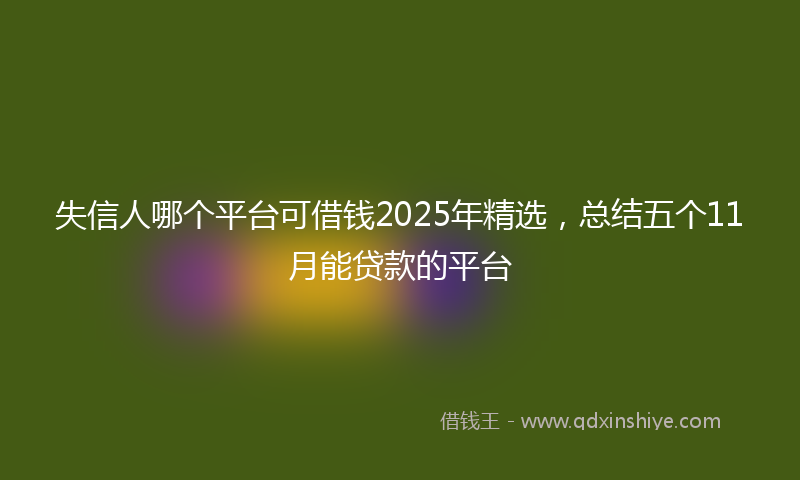 失信人哪个平台可借钱2025年精选，总结五个11月能贷款的平台