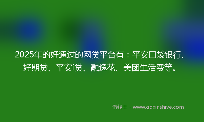 2025年的好通过的网贷平台有：平安口袋银行、好期贷、平安i贷、融逸花、美团生活费等。