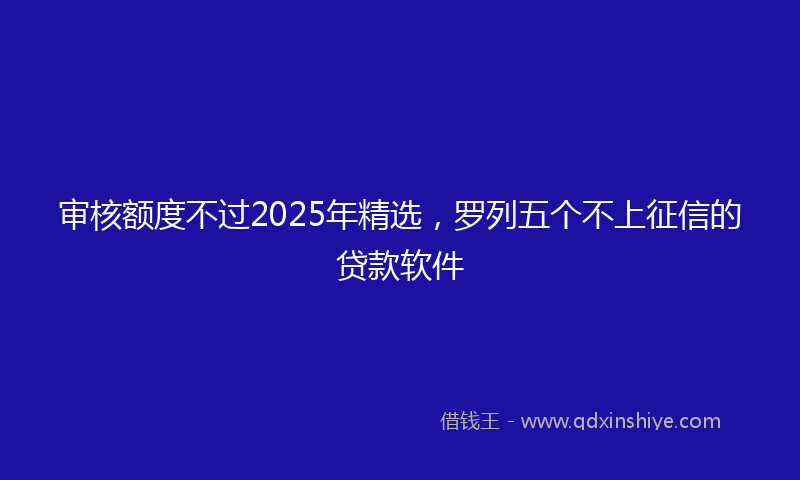 审核额度不过2025年精选，罗列五个不上征信的贷款软件