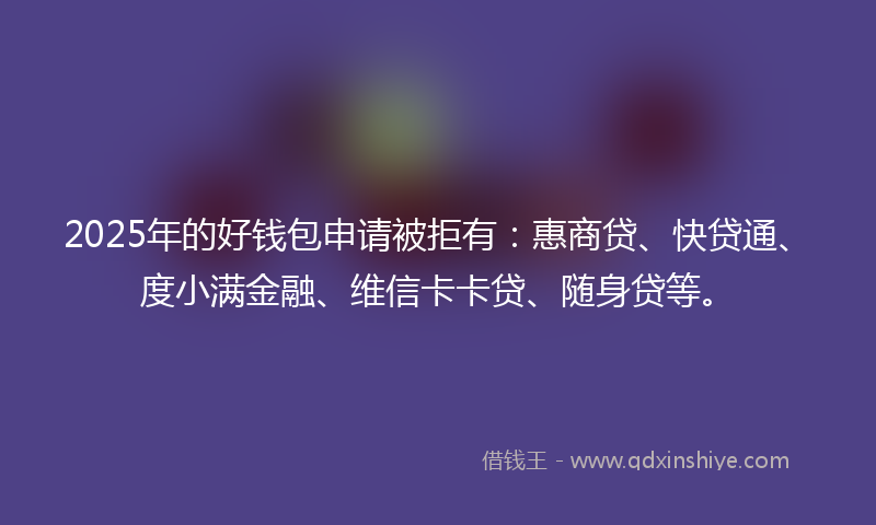 2025年的好钱包申请被拒有：惠商贷、快贷通、度小满金融、维信卡卡贷、随身贷等。