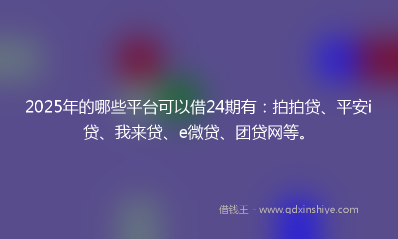 2025年的哪些平台可以借24期有：拍拍贷、平安i贷、我来贷、e微贷、团贷网等。