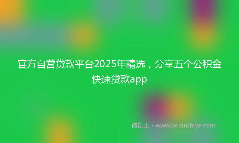 官方自营贷款平台2025年精选，分享五个公积金快速贷款app