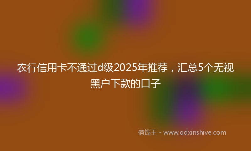 农行信用卡不通过d级2025年推荐，汇总5个无视黑户下款的口子
