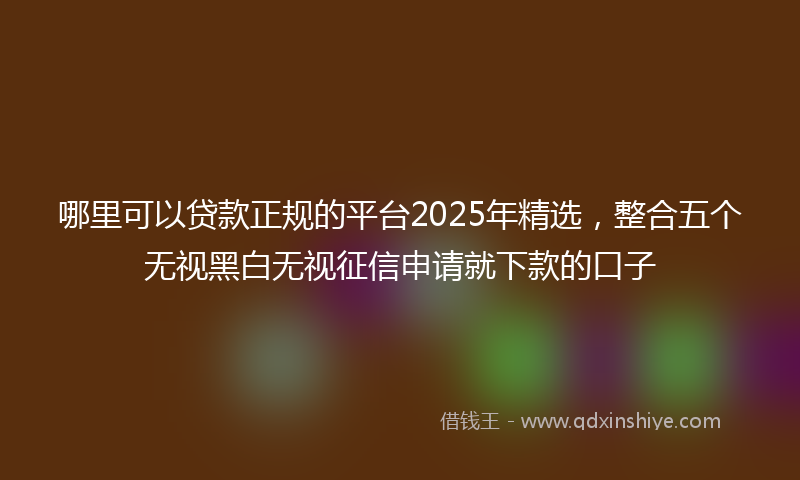 哪里可以贷款正规的平台2025年精选，整合五个无视黑白无视征信申请就下款的口子