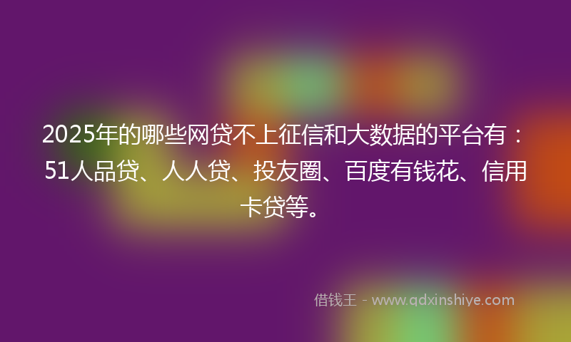 2025年的哪些网贷不上征信和大数据的平台有：51人品贷、人人贷、投友圈、百度有钱花、信用卡贷等。