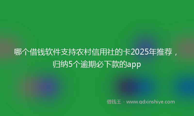 哪个借钱软件支持农村信用社的卡2025年推荐，归纳5个逾期必下款的app