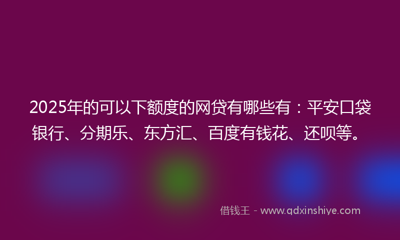2025年的可以下额度的网贷有哪些有：平安口袋银行、分期乐、东方汇、百度有钱花、还呗等。
